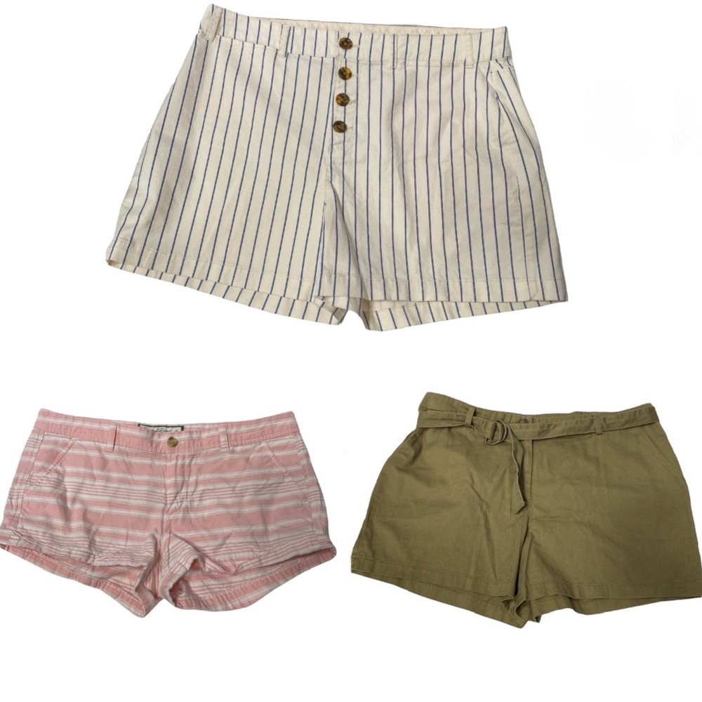 Lot of 3 Shorts Old Navy 14 Abercrombie low rise pink 29 Forever 21+ green 1X